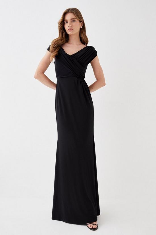 Coast Ruched Bardot Fishtail Slinky Jersey Gown 1