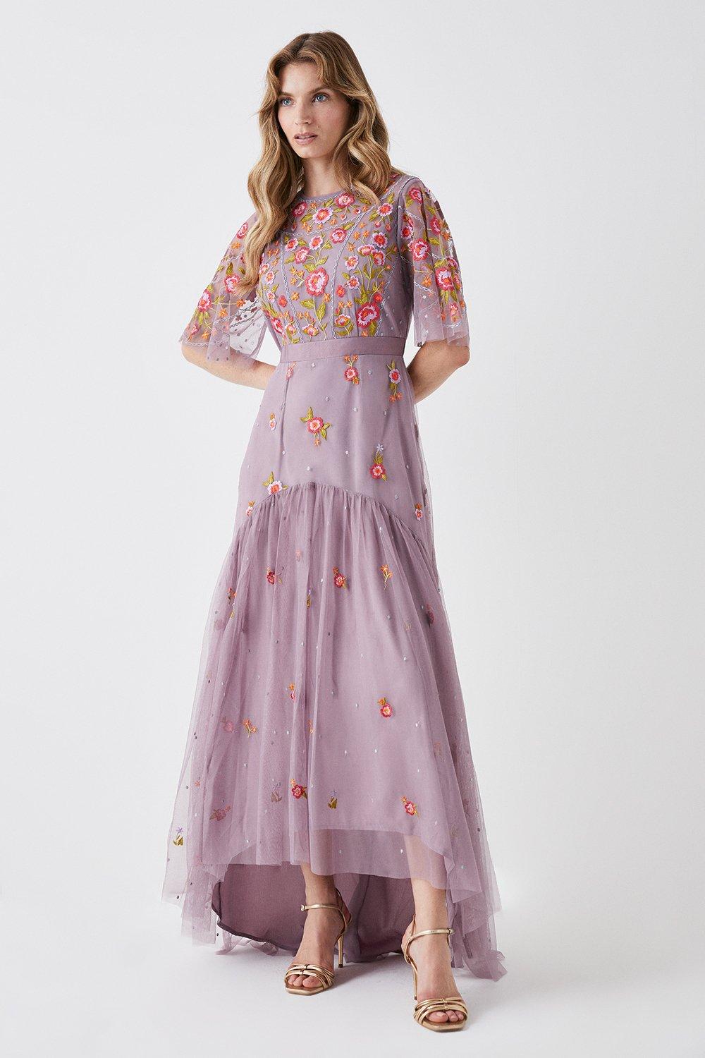 Panelled Skirt Hand Embroidered Maxi Dress
