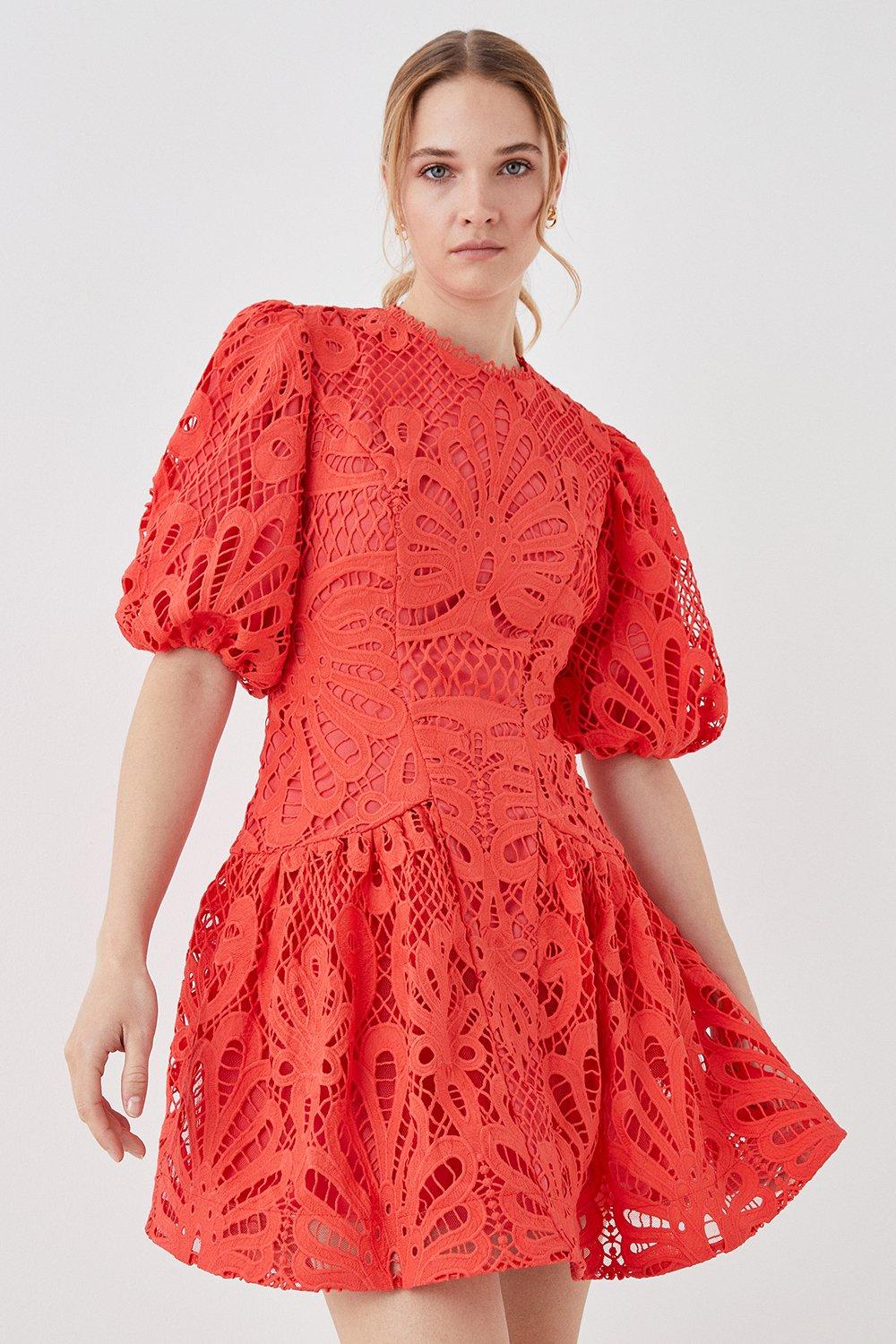 Premium Puff Sleeve Lace Mini Dress