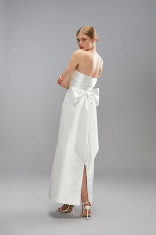 Product Statement Bow Back Bardot Wedding Dress ivory