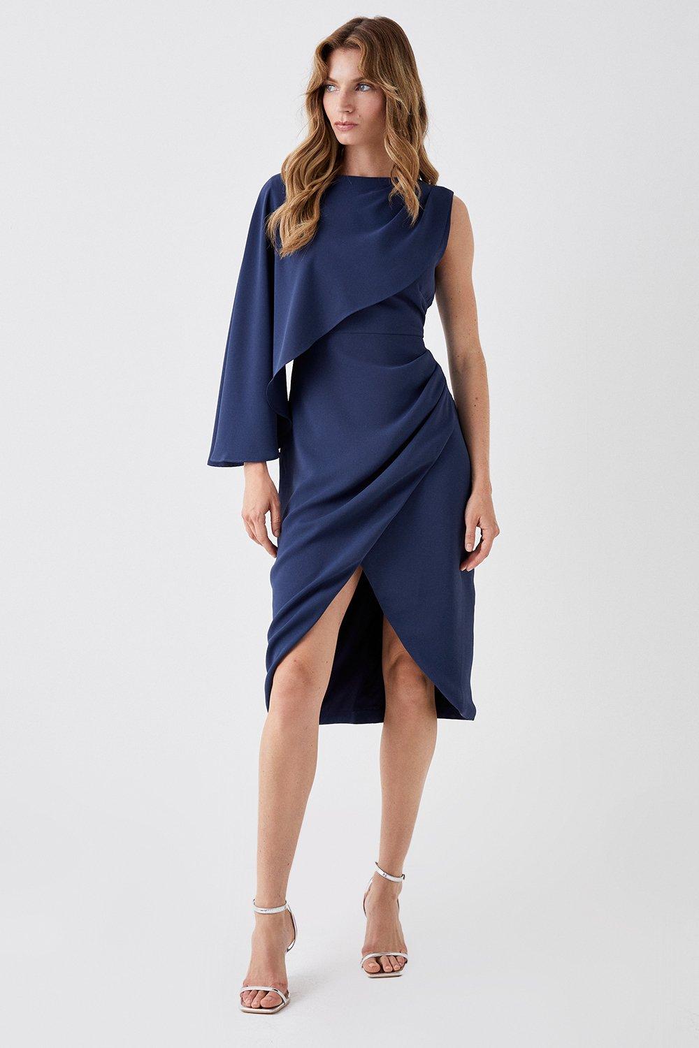 Asymmetric Cape Wrap Skirt Dress