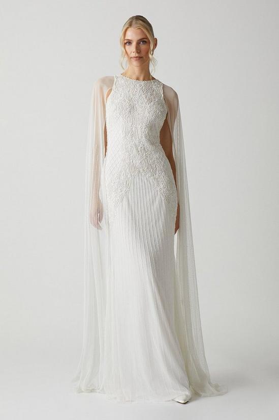 Coast Premium Embellished Wedding Dress With Cape Sleeves 1