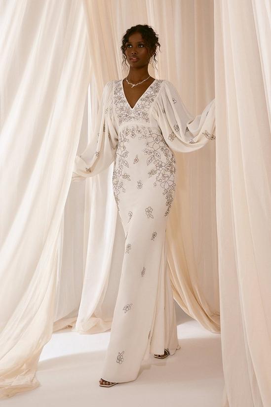 Coast Premium V Neck Blouson Sleeve Embellished Wedding Dress 2