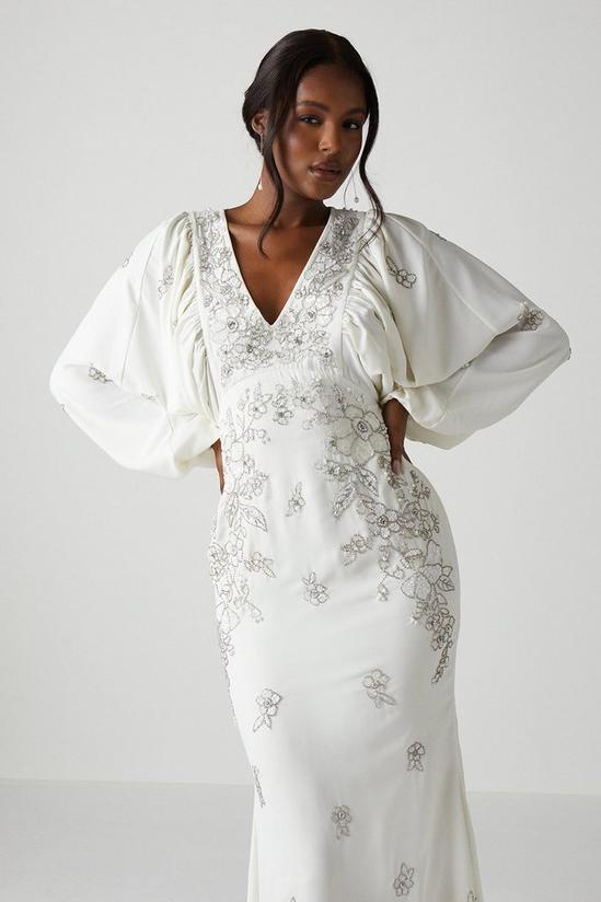 Coast Premium V Neck Blouson Sleeve Embellished Wedding Dress 3