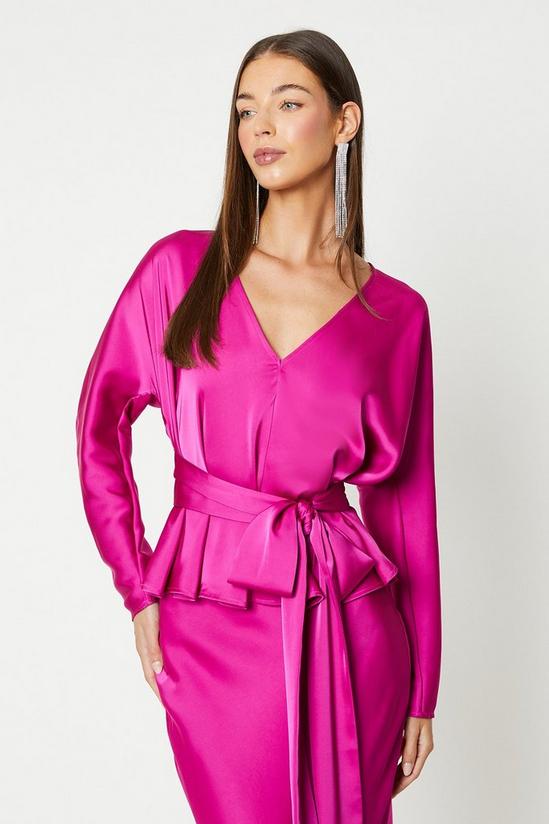 Coast Long Sleeve Satin Top With Tie Detail 1