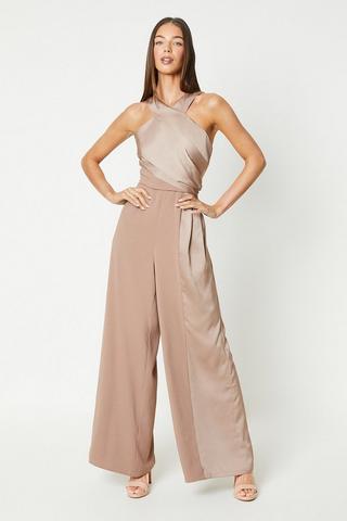 ASOS Asos Design Petite Jumpsuit With Lace Detail & Tapered Leg in