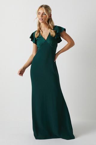 Green Bandeau Side Slit Maxi Dress - Sale from Yumi UK