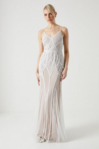 Product Premium Embroidered And Embellished Fishtail Wedding Dress ivory