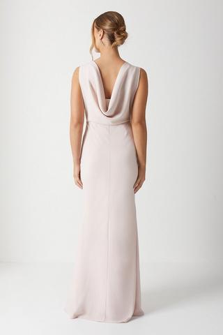 Product Cowl Back Fishtail Bridesmaids Maxi Dress blush