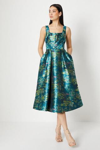 Adrianna Papell Women's Metallic Jacquard Midi Dress, Summer Blush, 10 :  : Clothing, Shoes & Accessories