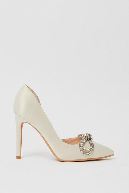 Coast Tibby Bridal Satin Diamante Bow High Stiletto Court Shoes 2