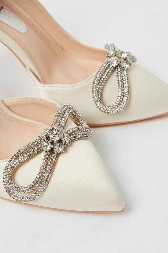 Coast Tibby Bridal Satin Diamante Bow High Stiletto Court Shoes 4