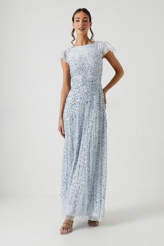 Product Ombre Sequin Mesh Bridesmaids Dress ice blue