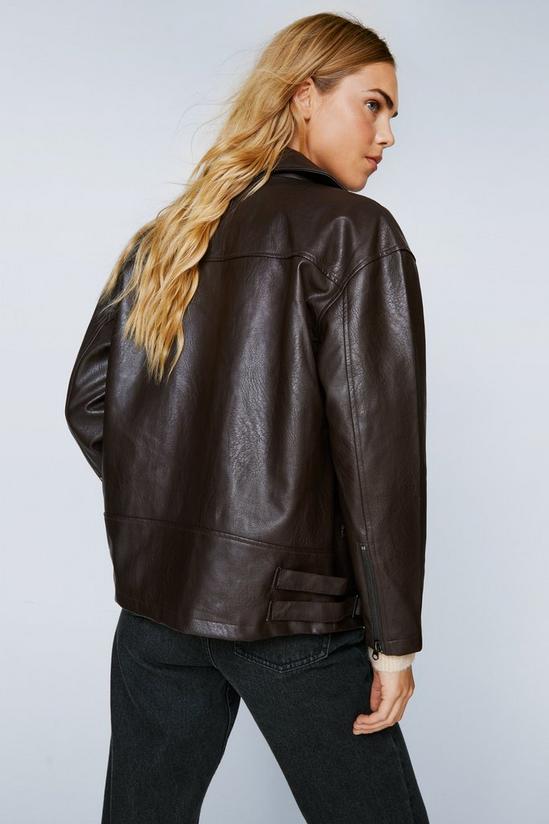NastyGal Faux Leather Oversized Biker Jacket 4