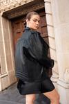 NastyGal Plus Size Real Leather Oversized Biker Jacket thumbnail 4