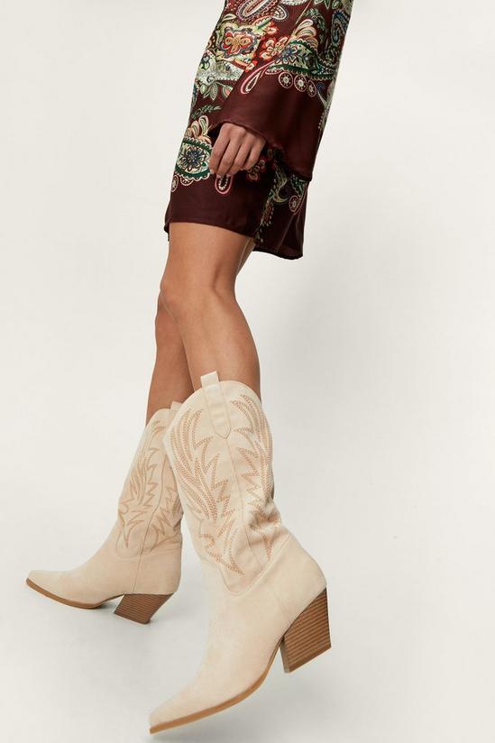NastyGal Faux Suede Embroidered Cowboy Boots 1