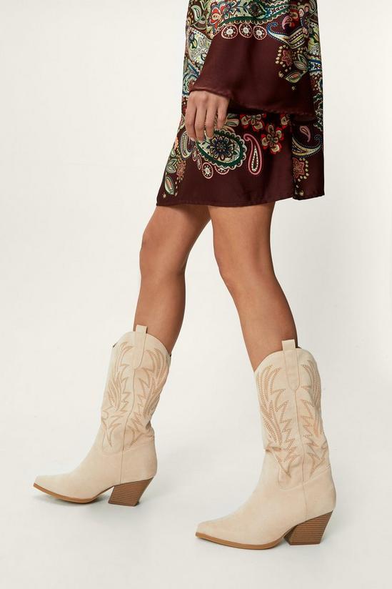 NastyGal Faux Suede Embroidered Cowboy Boots 2