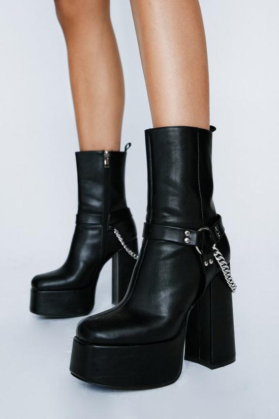 NastyGal Faux Leather Chain Detail Platform Boots 1