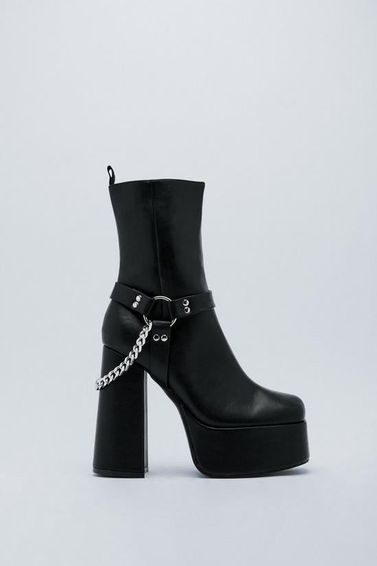NastyGal Faux Leather Chain Detail Platform Boots 3