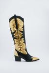 NastyGal Faux Leather Contrast Knee High Cowboy Boots thumbnail 3