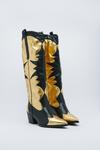 NastyGal Faux Leather Contrast Knee High Cowboy Boots thumbnail 4