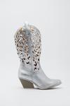NastyGal Faux Leather Baroque Knee High Cowboy Boots thumbnail 3