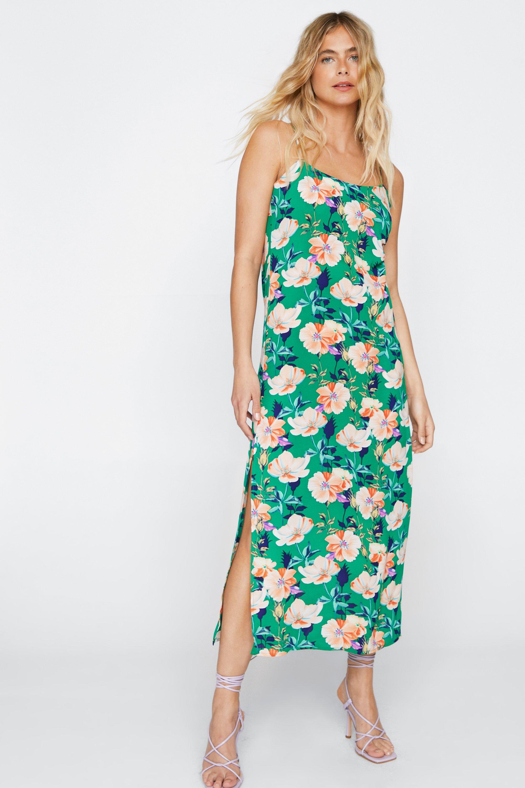 Floral Strappy Midi Slip Dress