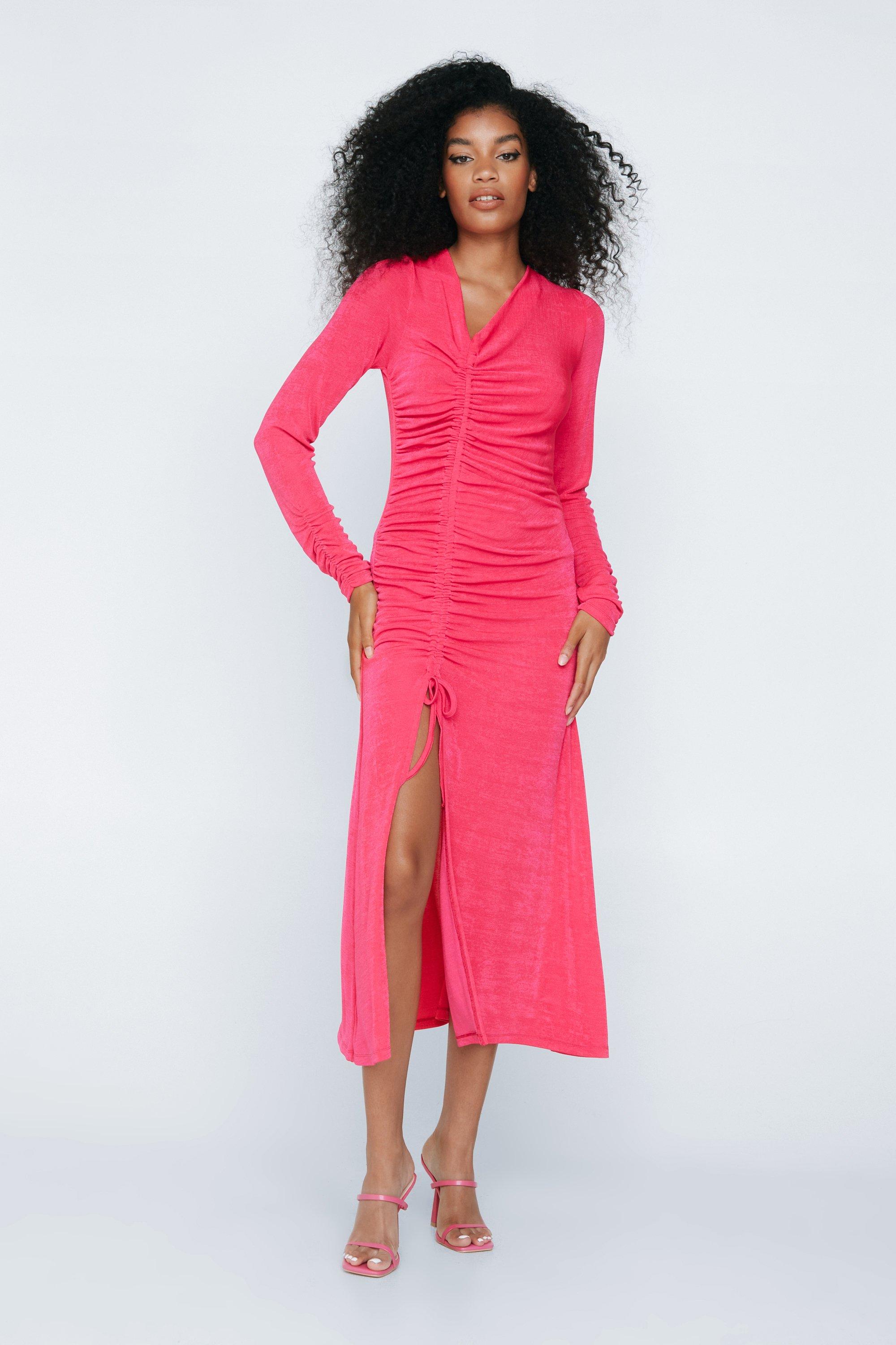 Ruched Front Going Out Maxi Dress