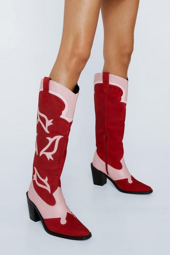 NastyGal Leather Colorblock Cowboy Boots 1