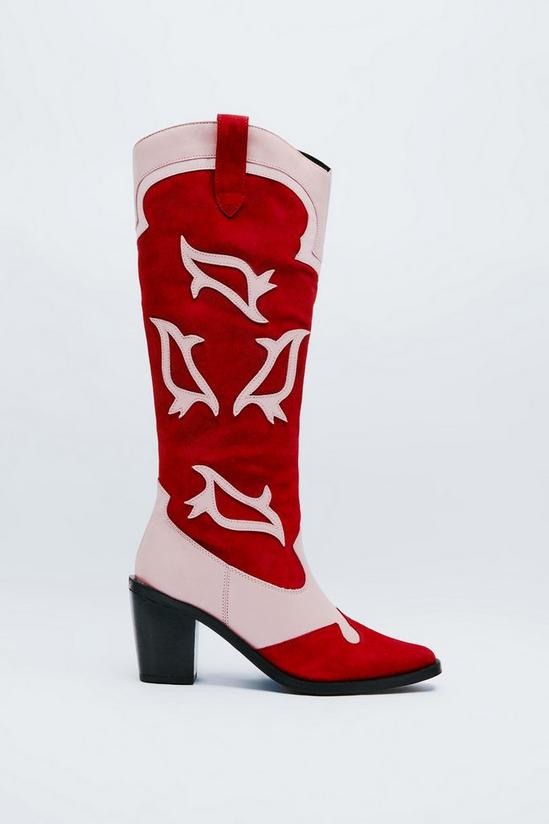 NastyGal Leather Colorblock Cowboy Boots 3