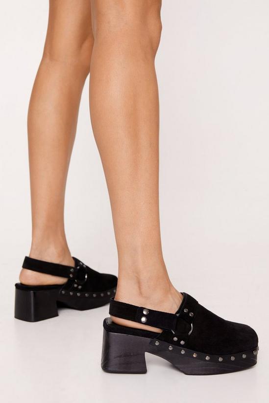 NastyGal Real Suede Studded Square Toe Sling Back Clogs 2
