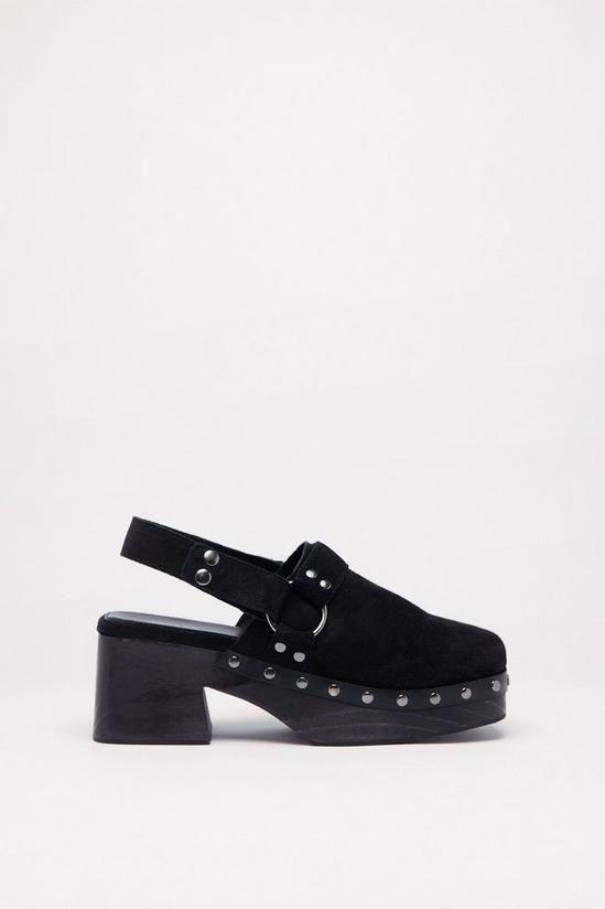 NastyGal Real Suede Studded Square Toe Sling Back Clogs 3