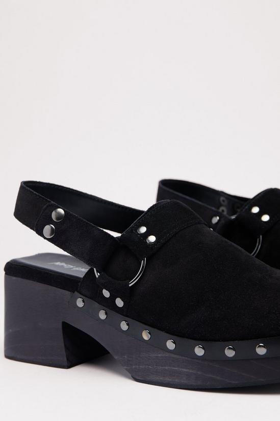 NastyGal Real Suede Studded Square Toe Sling Back Clogs 4