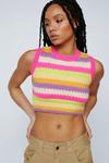 NastyGal Stripe Knitted Cropped Tank Top thumbnail 1