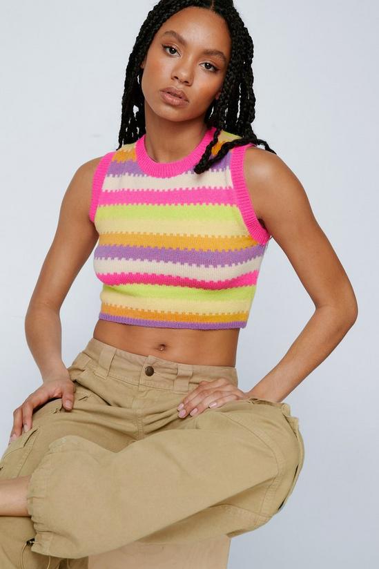 NastyGal Stripe Knitted Cropped Tank Top 3