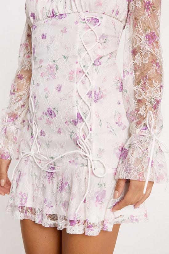 NastyGal Floral Lace Lattice Detail Dress 3