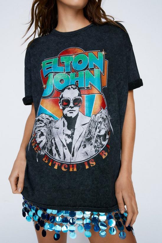 NastyGal Elton John Acid Wash Graphic T-shirt 3