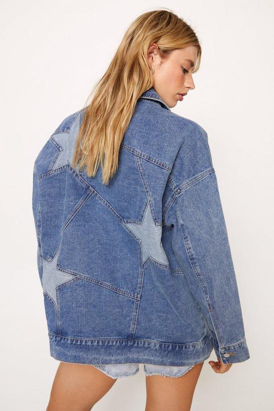 NastyGal Colorblock Star Detail Oversized Denim Jacket 1