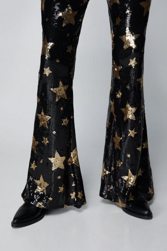NastyGal Star Sequin Flare Trousers 3