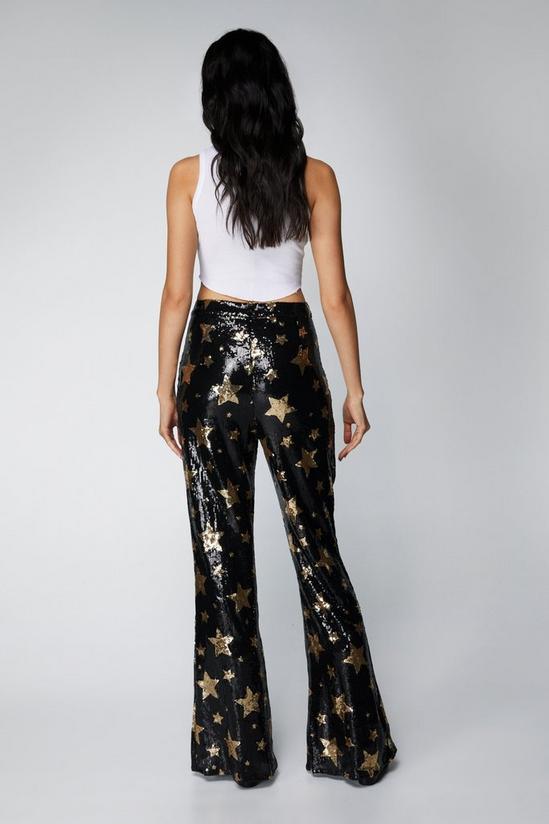 NastyGal Star Sequin Flare Trousers 4
