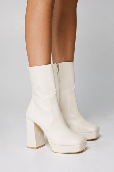 Faux Leather Platform Ankle Sock Boots