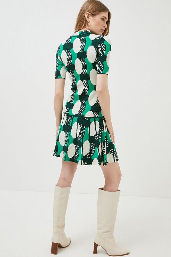 KarenMillen Geo Jacquard Pleated Skirt Knitted Mini Dress 3