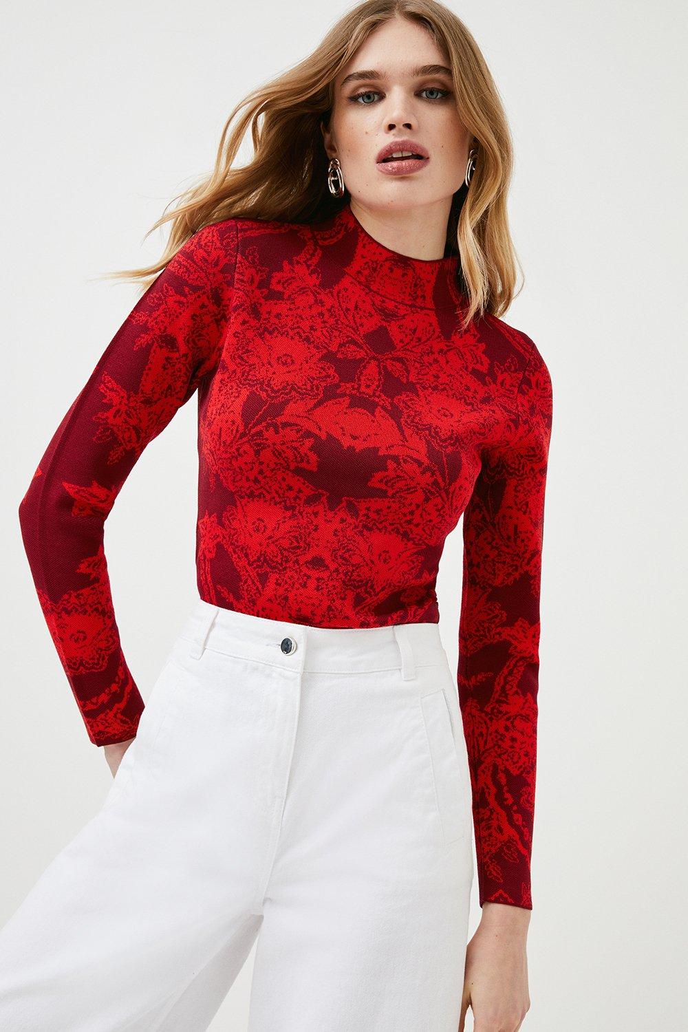 Jumpers & Cardigans | Mirrored Paisley Jacquard Knit Jumper | KarenMillen