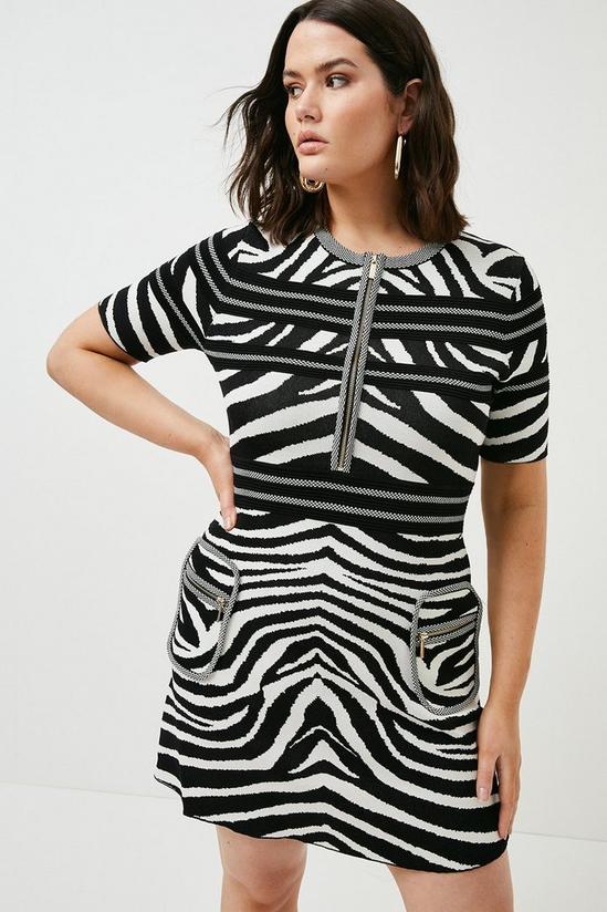 KarenMillen Plus size Textured Zebra Jacquard Knit Dress 1