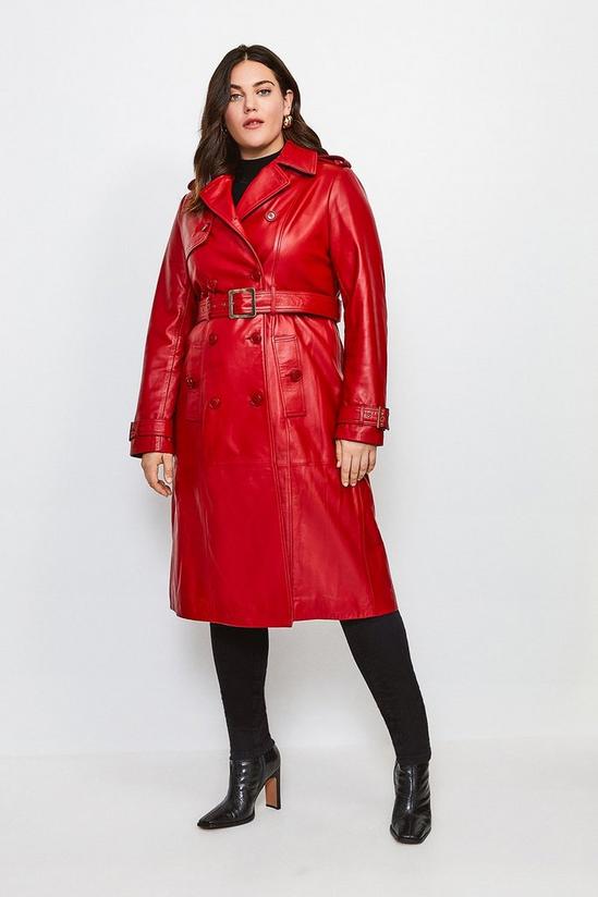 KarenMillen Plus Size Leather Trench Belted Coat 1