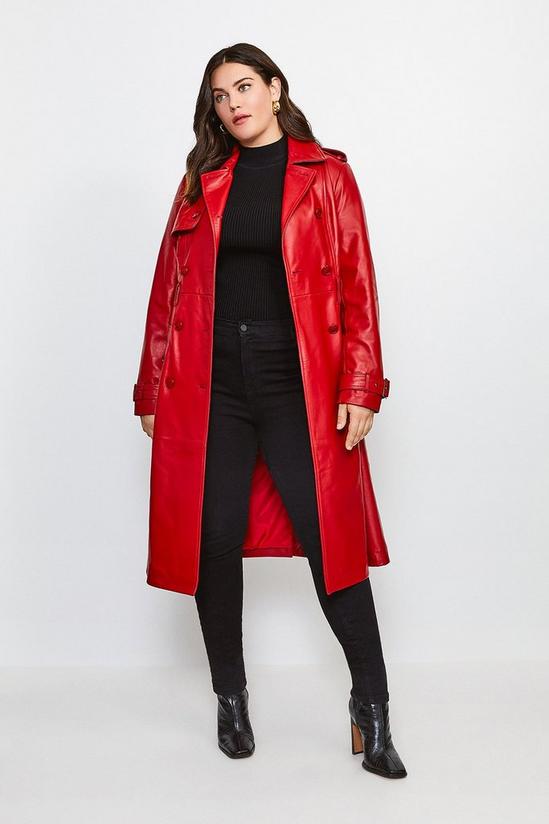 KarenMillen Plus Size Leather Trench Belted Coat 4