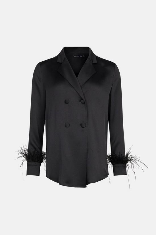 KarenMillen Satin Crepe Double Breasted Feather Jacket 4