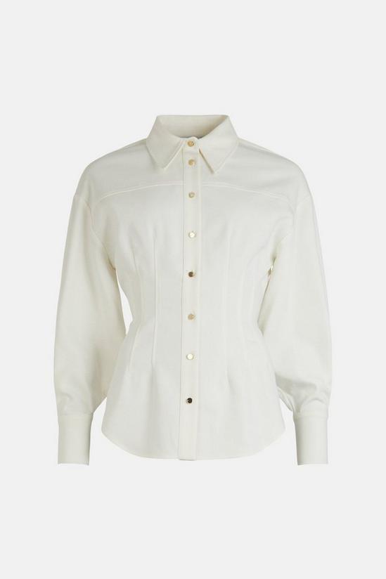 KarenMillen Compact Cotton Stretch Woven Waist Seamed Shirt 4