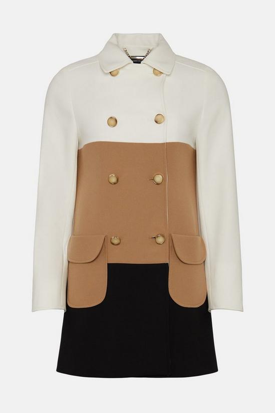 KarenMillen Compact Stretch Colour Block Double Breasted Coat 4
