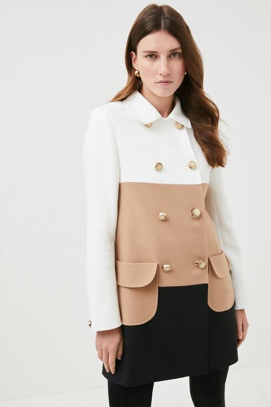 KarenMillen Compact Stretch Colour Block Double Breasted Coat 5
